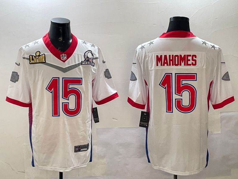 Men Kansas City Chiefs 15 Mahomes White All star 2025 Nike Vapor Limited NFL Jersey style 2